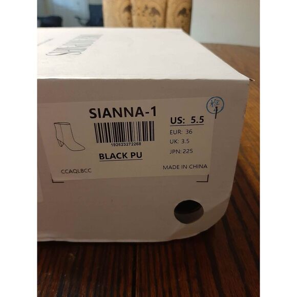 New Size 5.5 Dream Pairs Black PU Sianna-1 Chunky Heel Ankle Boots Booties - Picture 10 of 10